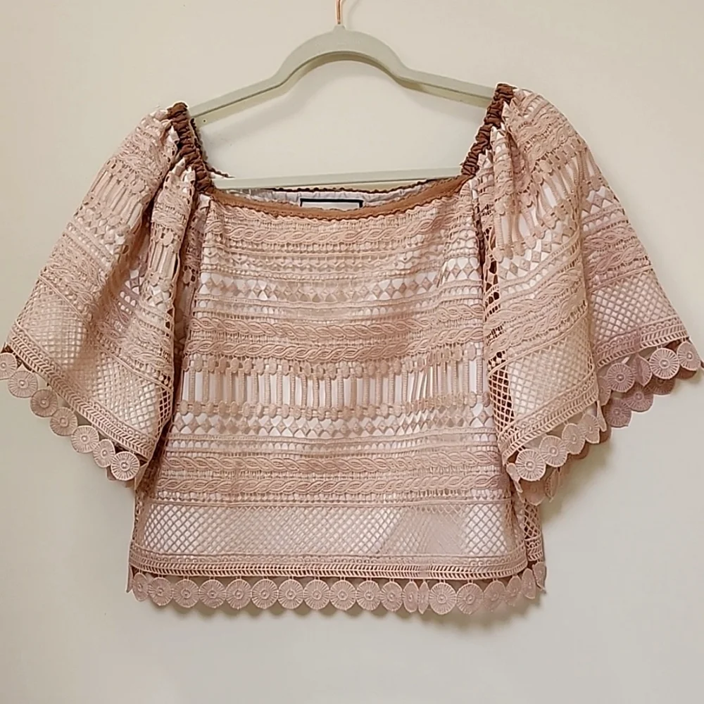 Alexis Women's  Beige Finn Off Shoulder Lace Top Small Whimsy - Picture 5 of 17